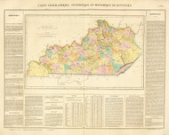 Kentucky 1825 Carey French (Map with Text) - Old State Map Reprint