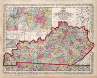 Kentucky 1862 Mitchell - Old State Map Reprint