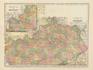 Kentucky 1909 Davis - Old State Map Reprint