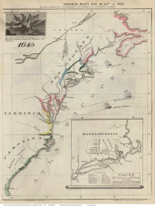 1645 Third Map of the United States - 1829 - New England Confederacy of ...
