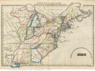 1826 Ninth Map of th United States -"Present Day" - 1829 Emma Willard - USA Atlases