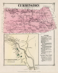 Cummington, Massachusetts 1873 Old Town Map Reprint - Hampshire Co.