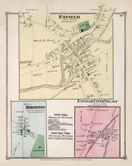 Enfield, Middlefield, and Enfield Upper Villages, Massachusetts 1873 Old Town Map Reprint - Hampshire Co.