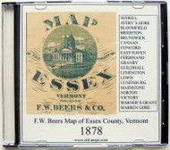 Beers Wall Map of Essex County, Vermont, 1878, CDROM Old Map