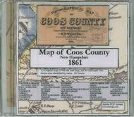 Topographical Map of Coos County, New Hampshire, 1861, CDROM Old Map