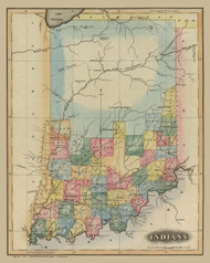Indiana 1823 Lucas - Old State Map Reprint