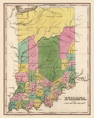 Indiana 1824 Finley - Old State Map Reprint