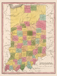Indiana 1836 Finley - Old State Map Reprint