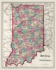 Indiana 1873 Gray - Old State Map Reprint