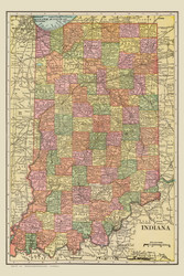 Indiana 1909 Davis - Old State Map Reprint