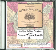 Walling & Gray's Atlas of the State of Massachusetts, 1871, CDROM Old Map