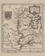 Louisiana 1720 French - Old State Map Reprint