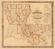 Louisiana 1848 Tourrette - Old State Map Reprint