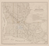 Louisiana 1854 Surveyor General - Old State Map Reprint
