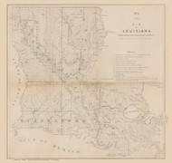 Louisiana 1860 Surveyor General - Old State Map Reprint