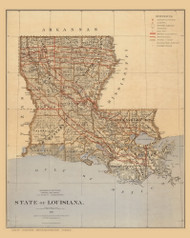 Louisiana 1876 General Land Office - Old State Map Reprint
