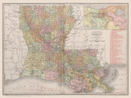 Louisiana 1912 Rand McNally - Old State Map Reprint