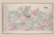 Bath , New York 1873 - Old Town Map Reprint - Steuben Co. Atlas