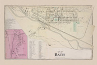 Bath South Bath, New York 1873 - Old Town Map Reprint - Steuben Co. Atlas 34-35