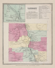 Lindley Lindleytown, New York 1873 - Old Town Map Reprint - Steuben Co. Atlas