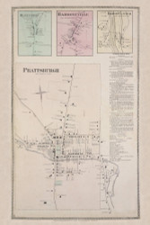 Prattsburgh Bluffport Harmonyville Erwin Center, New York 1873 - Old Town Map Reprint - Steuben Co. Atlas 98-99