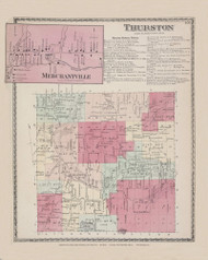 Thurston Merchantville, New York 1873 - Old Town Map Reprint - Steuben Co. Atlas 105