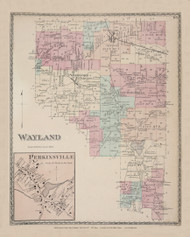 Wayland Perkinsville, New York 1873 - Old Town Map Reprint - Steuben Co. Atlas