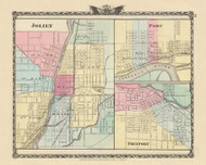 Joilet, Peru & Freeport Cities, 1876 Illinois - Old Map Reprint - Warner & Beers Illinois State Atlas
