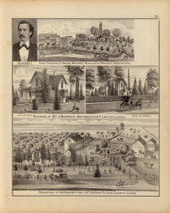 Burrett Residence & other Pictures, 1876 Illinois - Old Map Reprint - Warner & Beers Illinois State Atlas