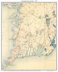 Falmouth 1890 - Custom USGS Old Topo Map - Massachusetts - Cape Cod Locale