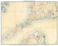 Falmouth & Vineyard Sound 1890 - Custom USGS Old Topo Map - Massachusetts - Cape Cod Locale