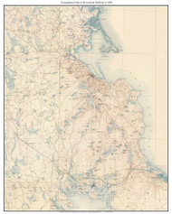 Plymouth & Wareham 1890 - Custom USGS Old Topo Map - Cape Cod Regions - Massachusetts -Duxbury, Kingston, Plympton, Carver, Bourne