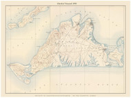 Martha's Vineyard 1890 - Custom USGS Old Topo Map - Massachusetts