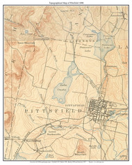 Pittsfield 1898 - Custom USGS Old Topo Map - Massachusetts - Berkshire Co.