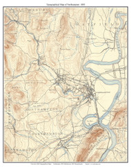 Northampton 1895 - Custom USGS Old Topo Map - Massachusetts - Hampshire Co.