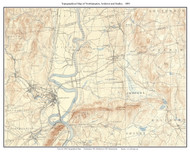 Northampton, Amherst, & Hadley 1895 - Custom USGS Old Topo Map - Massachusetts - Hampshire Co.
