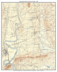 Amherst & Hadley 1895 - Custom USGS Old Topo Map - Massachusetts - Hampshire Co.