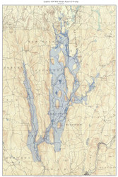 Quabbin area with Modern Reservoir Overlay 1890 - Custom USGS Old Topo Map - Massachusetts