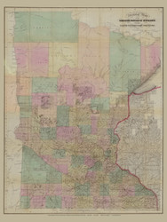 Minnesota ca. 1860 Sectional Map of the Surveyed Portion of Minnesota & Northwestern Wisconsin - Old State Map Reprint