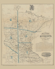 Minnesota 1870 Rice & Reed's Township Map of the State of Minnesota - Old State Map Reprint