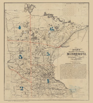 Minnesota 1871 Rice's Township & Railroad Map of the State of Minnesota - Old State Map Reprint