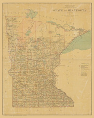 Minnesota 1879 Minnesota - Old State Map Reprint