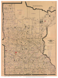 Minnesota 1897 Railroad Map - Old State Map Reprint