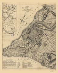 New York City 1777 - Montresor (French Text) - Manhattan - Old Map Reprint