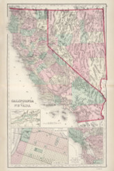 California and Nevada - 1878 O.W. Gray - USA Atlases - States