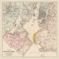 New York City Area 1857 - Yellow Fever - Old Map Reprint