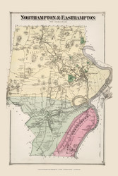 Northampton & Easthampton, Massachusetts 1873 Old Town Map Reprint - Hampshire Co.