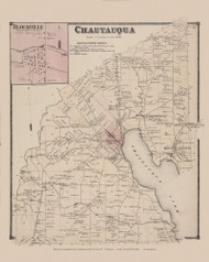 Town of Chautauqua and Blockville Village, New York 1867 - Old Town Map Reprint - Chautauqua Co. Atlas