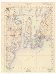 Sheet 7 - Jamestown and Newport, Rhode Island 1891 USGS Old Topo Map 15x15 Quad - 1891 Atlas