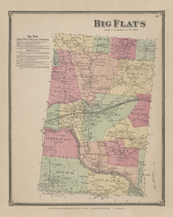 Big Flats, New York 1869 - Old Town Map Reprint - Chemung Co. Atlas 11
